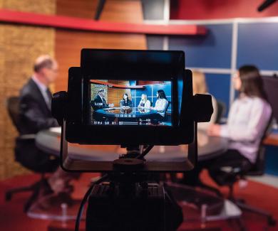 Image of public health students in television studio