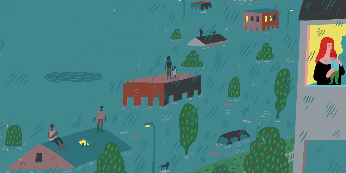 Illustration depicting impact of climate change on vulnerable populations