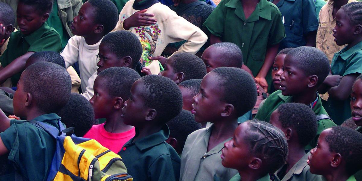 a group of school-age kids in Macha, Zambia