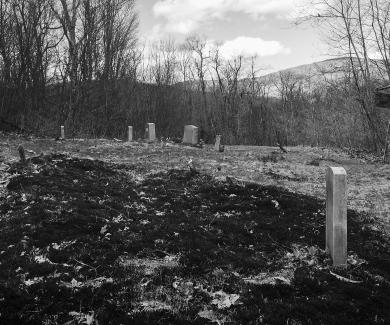 black and white photo of a cemetery