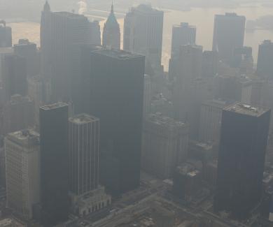 photo of a city in smog